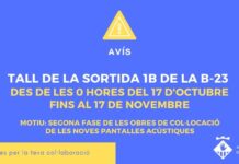 La salida de Esplugues de la autopista B-23, cerrada hasta el 17 de noviembre